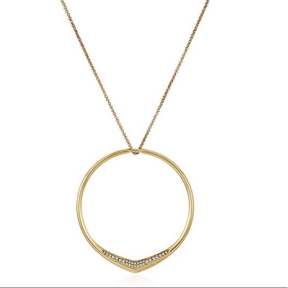 NWT Michael Kors Hoop Pave Pendant Necklace - Picture 1 of 8